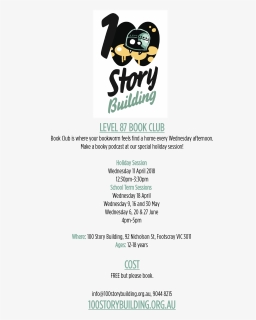 Book Club Special Session 11 April 2018 A3 Flyer - 100 Story Building, HD Png Download, Free Download