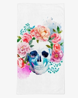 Toalha Caveira Em Flores De Sereiartena - Day Of The Dead Flower Skull, HD Png Download, Free Download