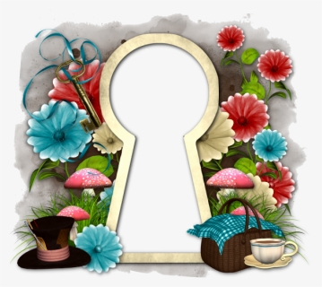 Alice Aliceinwonderland Key Door Watercolor Flower - Alice In Wonderland Key Hole, HD Png Download, Free Download