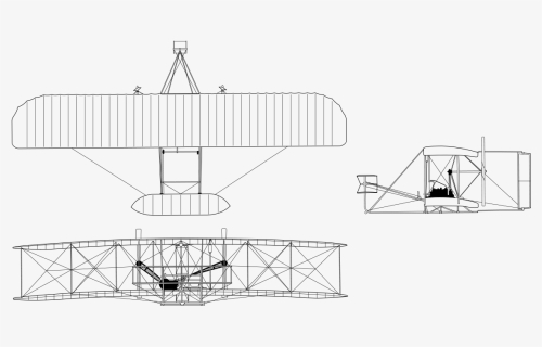 Wright Flyer 1903 3-view - Drawing Wright Flyer, HD Png Download, Free Download