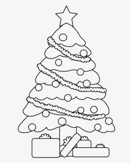 Line Drawing Thristmas Tree - Drawing Christmas Tree Sketch, HD Png Download, Free Download