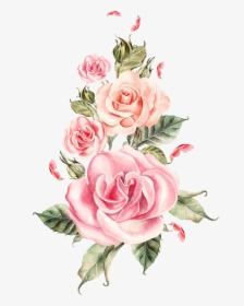 Pink Flower Bouquet Rose Roses Wedding Hand-painted - Pink Rose Transparent Background, HD Png Download, Free Download