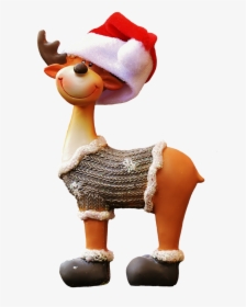 Christmas, Moose, Santa Hat, Fun, Funny, Cute, Deco - Christmas Figure Png, Transparent Png, Free Download