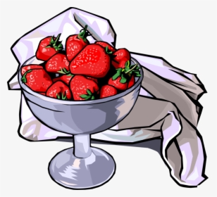 Vector Illustration Of Edible Fruit Strawberries In - Animated Bowl Of Strawberries, HD Png Download, Free Download