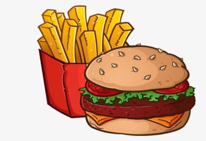 Clip Art Hamburger And Fries Clipart - Hamburger And Fries Drawing, HD Png Download, Free Download