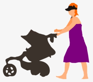Stroller Baby, Lady, Woman, Mom, Push, Walking, Mother, - Cartoon Png Mother Walking, Transparent Png, Free Download