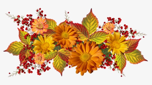 Flowers, Arrangement, Autumn Daisies, Leaves, Garden - Flores De Otoño Png, Transparent Png, Free Download