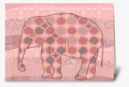 Pink Bohemian Elephant Greeting Card - Indian Elephant, HD Png Download, Free Download