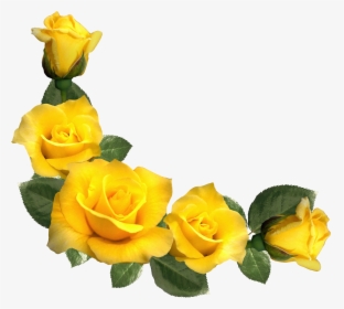 Clipart Flower Aesthetic - Yellow Rose Flower Border, HD Png Download, Free Download
