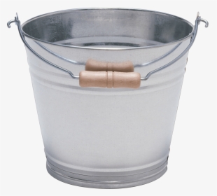 Silver With Wood Bucket - Bucket Png, Transparent Png, Free Download
