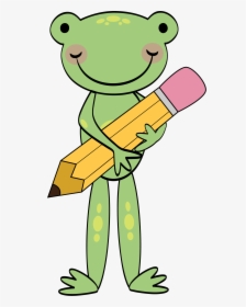 Frog With Pencil Clipart - Frog Holding A Pencil, HD Png Download, Free Download