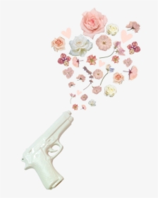 Tumblr Aesthetic Flowers Gun White Pink Love Cute Edits - Aesthetic Gun Flower, HD Png Download, Free Download