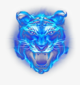 #lion #blue #fire #water #metallic #neon #light - Fire And Water Lion, HD Png Download, Free Download