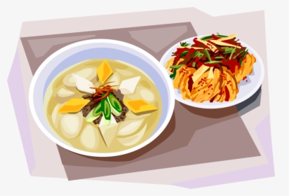 Vector Illustration Of Korean Cuisine Rice-cake Soup - Korean Food Transparent, HD Png Download, Free Download