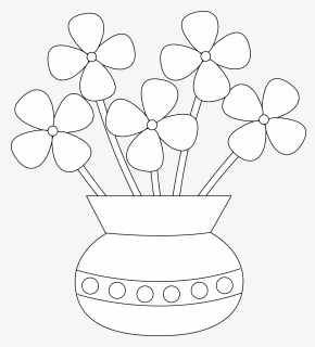 Flower Vase Clipart Black And White Picture Black And - Colouring Picture Of Flowers, HD Png Download, Free Download