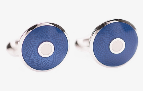Cufflink Blue White Guilloche Front - Cufflinks Blue, HD Png Download, Free Download