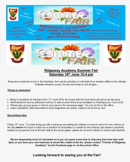 Letter Ridgeway Academy Summer Fair , Png Download - Ridgeway Middle School, Transparent Png, Free Download