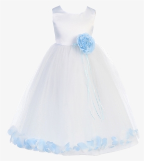 Girls Size 5/6 White Satin & Tulle Floating Flower - Gown, HD Png Download, Free Download