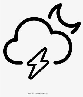 Night Lightning Cloud Coloring Page, HD Png Download, Free Download
