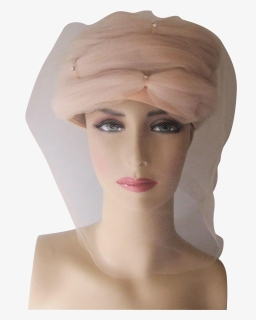 Tulle Veil Hat Turban Vintage 1960s Ivory Wedding Rhinestones - Headpiece, HD Png Download, Free Download