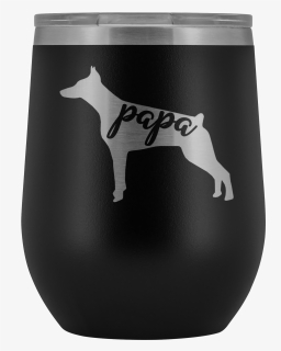 Doberman Pinscher Papa Wine Tumbler With Lid, Dog Dad - Dog Catches Something, HD Png Download, Free Download
