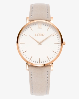 Classic Grey Ladies Watch White Face Golden Hands - Analog Watch, HD Png Download, Free Download
