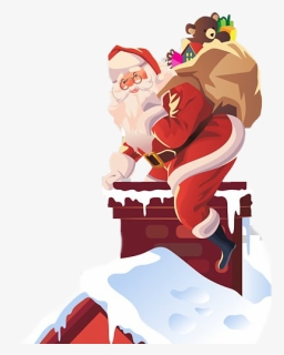 Christmas Chimney Png Transparent Picture - Santa On Roof Clipart, Png Download, Free Download