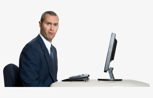 Person On Computer Confused Png - Man In Front Of Computer, Transparent Png, Free Download