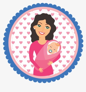 Free Clipart Of A Happy Mom Holding Her Baby In A Circle - Mom And Baby .png, Transparent Png, Free Download