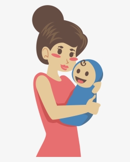 Mother Clip Art - Baby And Mom Cartoon, HD Png Download, Free Download