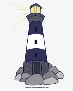 Blue Light House Clipart Banner Black And White Stock - Lighthouse Clipart, HD Png Download, Free Download