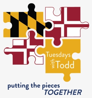 Maryland Flag Colored Puzzle Pieces That Reads Tesudays, HD Png Download, Free Download
