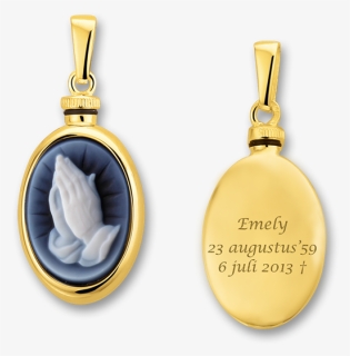 Golden Oval Pendant With Blue Cameo "praying Hands", HD Png Download, Free Download