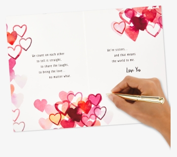 Watercolor Hearts Valentine"s Day Card For Sister, HD Png Download, Free Download