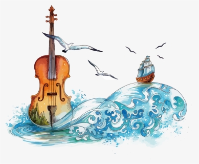 Violin Watercolor Painting, HD Png Download, Free Download
