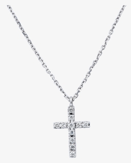 14k White Gold Diamond Cross Necklace, HD Png Download, Free Download