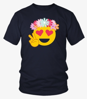 Funny Smiley Smiling Heart Eyes Emoji With Hippie Flower, HD Png Download, Free Download