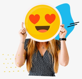 Shmoop Student Holding Up A Heart Eyed Emoji Covering, HD Png Download, Free Download