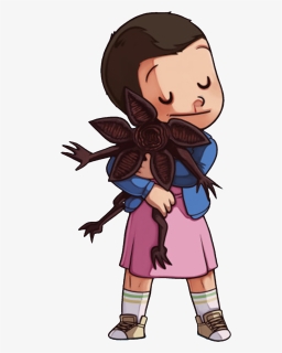 Custom Stranger Things Eleven And Demogorgon Cartoon, HD Png Download, Free Download