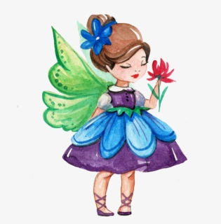 #girl #fairy #wings #flower #bun #brunette #dress #child, HD Png Download, Free Download