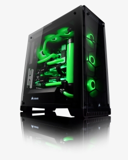 Green Watercooled Gaming Pc, HD Png Download, Free Download