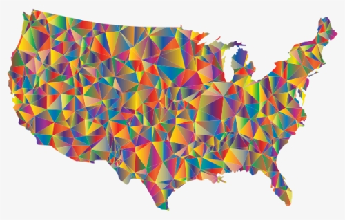 Blended Colorful Low Poly America Usa Map, HD Png Download, Free Download