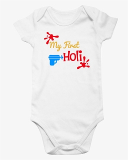 Funcart Pichkari Printed My First Holi Baby Romper", HD Png Download, Free Download