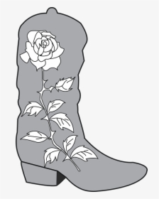 Cowboy, Boot, Rose, Wyoming, Western, Country, Leather - Clipart Of Cowgirl Boots, HD Png Download, Free Download