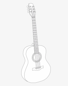 Drawing Guitar Black And White - Guitar Transparent White Outline, HD Png Download, Free Download