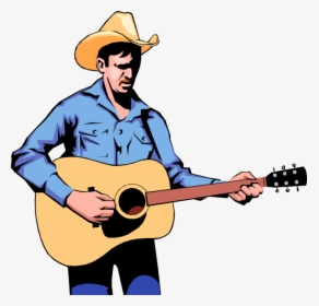 Vector Illustration Of Western Cowboy Country Musician - Guitar Player Cartoon Png, Transparent Png, Free Download