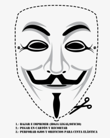 Transparent Mascaras Png - Guy Fawkes Mask Cut Out, Png Download, Free Download