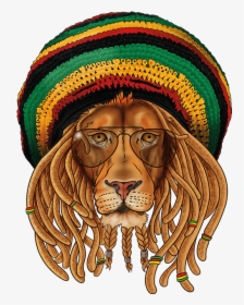 Rastafari Judah Of T-shirt Lion Hat Clipart - Lion With Rasta Hat, HD Png Download, Free Download