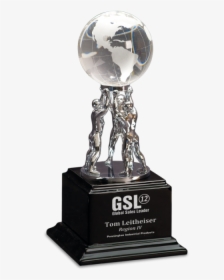 Crystal Globe On Silver Metal Teamwork Stand On Black - Black And Silver World Globe, HD Png Download, Free Download