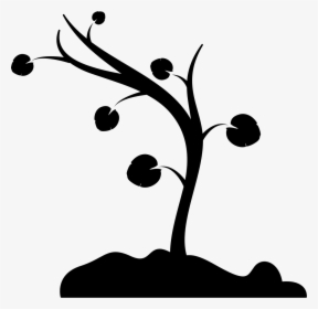 Tree Curved To Left With Few Leaves And Branches - Growing Tree Icon, HD Png Download, Free Download